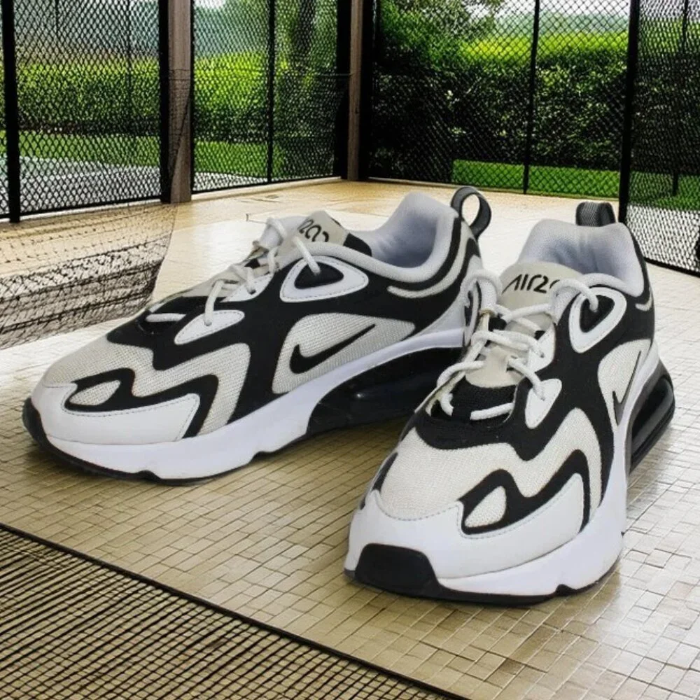 Nike Air Max 200 White Anthracite Black Low Top Lace-Up Sneaker, Size 8.5